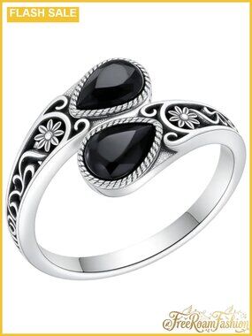 Sterling Silver Moonstone Spoon Ring Adjustable Vintage Floral Thumb Ring Gift